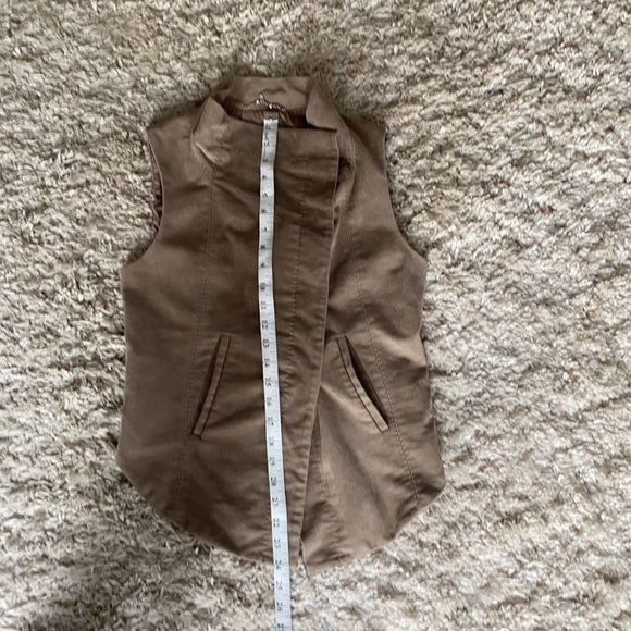 BCBG Maxazria Faux Suede Khaki Vest - Picture 11 of 12